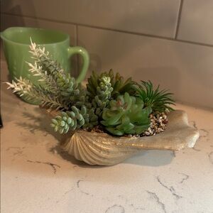 Gold and Green Faux Floral Accents